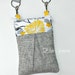 Solid Gray Japanese Linen and Yellow Floral Skirt Phone Case with Shoulder Strap -Satchel - Hipster - Crossbody