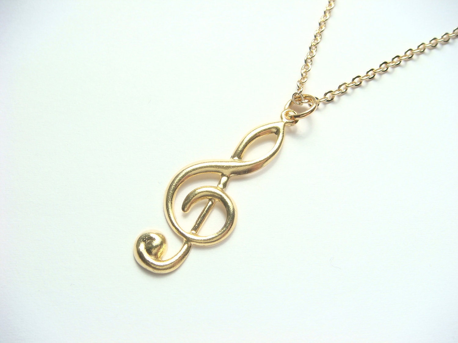 Treble Clef Necklace In Gold Made With Vintage Charm Music