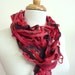 Felted Wool Scarf. Pure Wool Felt Scarves. Red and Gray or Blue Steel
