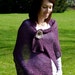 Poncho Knittet Wrap Stole in Dark Purple