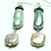 Reserved for Annette Pearl Earrings Silvery with Biwa and Square Baroque Pearls and Sterling