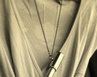 Penelope I see you... a steampunk vintage gold brass magnifying telescope pendant necklace...