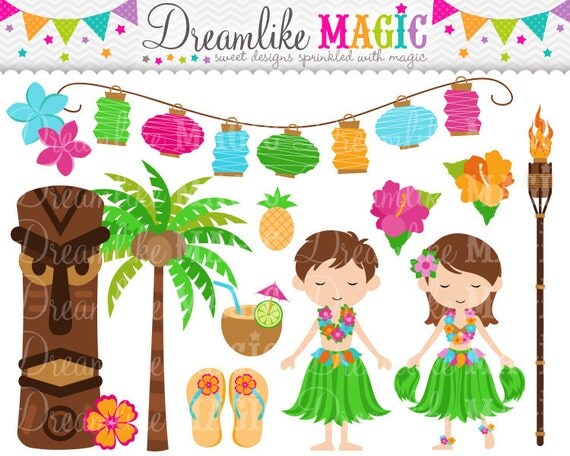 Luau Party- Clipart for Personal or Commercial Use Il_570xn