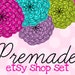 50% OFF SALE Bright Blossoms with Pink Polkadots - Premade Etsy Set
