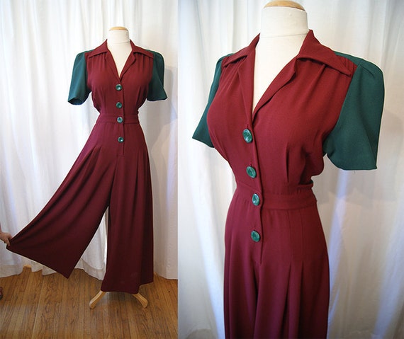 Sassy 1940's style one piece jumpsuit with palazzo style