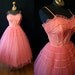 Lovely 1950s Designer "Emma Domb"Coral Peach Tulle Prom Party Dress Gown Rockabilly Bride Sweetheart Cupcake Pinup Size Medium
