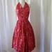 Rockin 1950's red cotton bandana print halter day sun dress rockabilly bombshell vlv summer - size Small