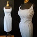 Chic 1950's XL powder blue cotton cocktail wiggle prom wedding dress with embroidery and rhinestones vlv summer formal - size Extra Large