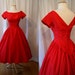 Chic 1950's red taffeta new look party dress pin up girl formal vlv - size Small