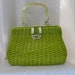 On hold Killer 1950's acid green woven handbag with lucite handle and hardware vlv tiki summer
