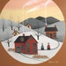 Country Folk Art Painting, Primitive Winter Painting, Vintage Wood Painting