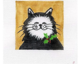 Black Cat Small Square Needlepoint - Jody Designs B9A