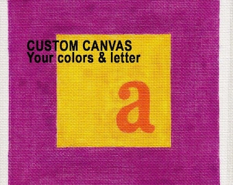 Custom Letter 3 Color 7x7 Needlepoint - Jody Designs