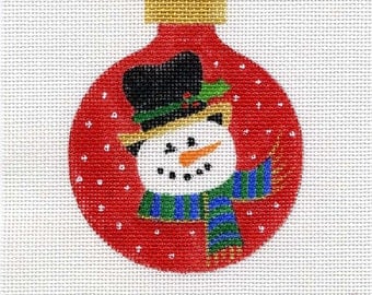 Snowman Needlepoint Ornament in Red - Jody Designs B1B