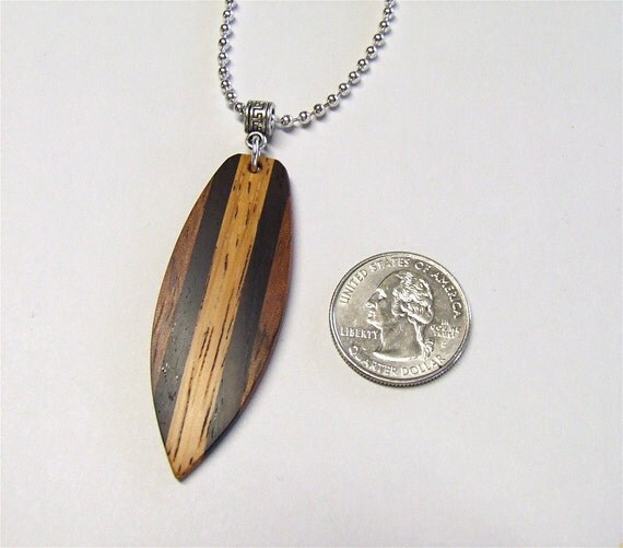 Custom Wood Necklace Handmade MiniSurfboard Shaped Exotic