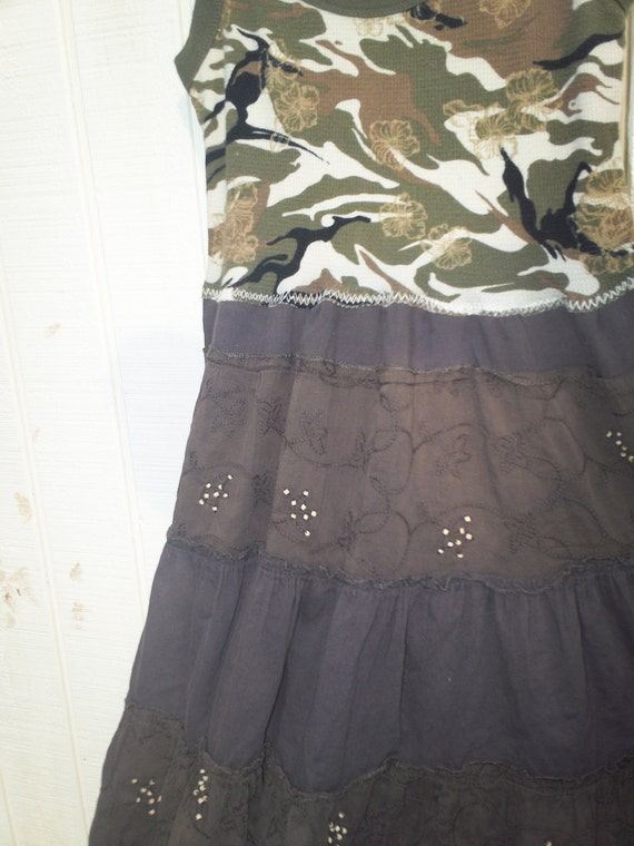 XSmall Medium Funky Babydoll Camo Tank Dress / Eco Dress