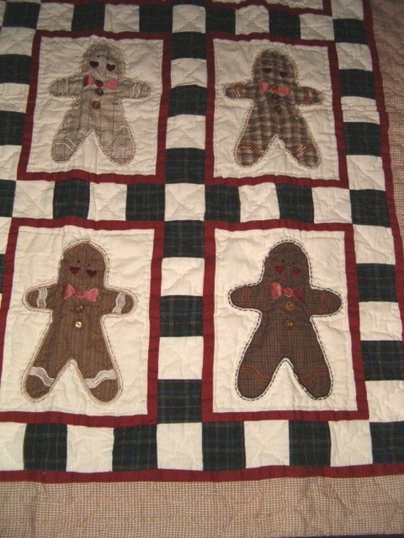 GINGERBREAD MAN QUILT Boy Cookie Shape Fabric Material