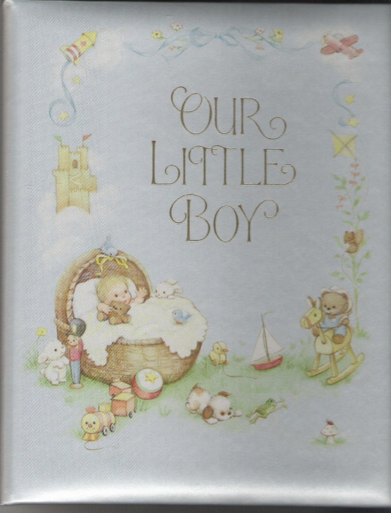 wallpaper vintage cutter Blue Book Album Days Baby Birthday School HALLMARK Boy Vintage