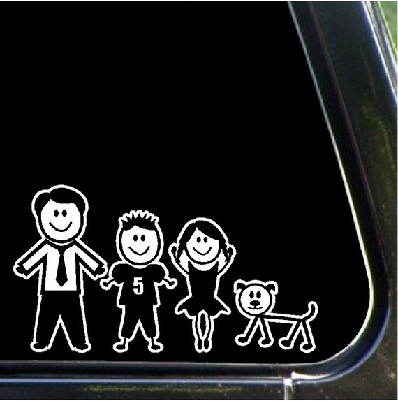  Dad  Son Daughter and Dog Stick People Car Decals Family