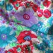 SALE Vintage Nylon Fabric funky bright psychedelic Mod poppy floral cream light wt soft nylon apparel night dressing gown peignoir Fabric 3y