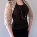 Lacy Beige Cream Oatmeal Color Knitted Shoulder Shrug Bolero