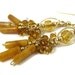 Golden Honey Yellow Citrine and Jasper 14k Gold Filled Gemstone Earrings, Elegant Long Wire Wrapped Dangle Glam Earrings