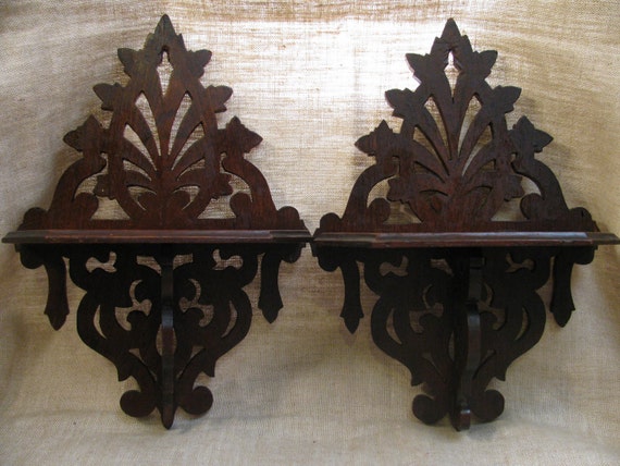 Wood Hand Made Scroll Work Sconce Shelf