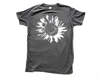 Men T-SHIRT SUNFLOWER, unisex, sunflower shirt, grey flower shirt, sunflowers - Small, Medium, Large, Extra Large, 2X