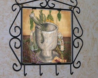 Mortar and Pestle Kitchen Key or Herb Rack