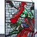 Red Hibiscus and Hummingbird , WALL Art Panel, WINDOW Panel, SUNCATCHER