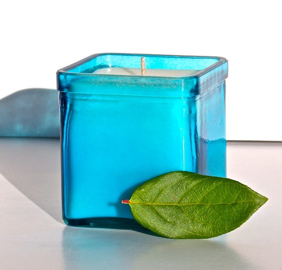 Recycled Glass Soy Container Candle Modern by GreenLeafCandles