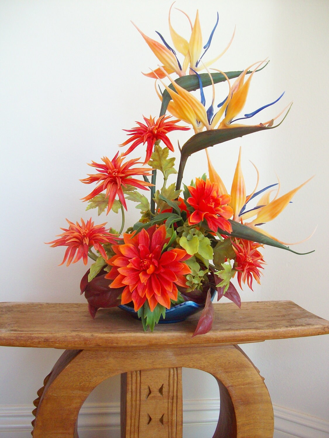 Vintage Mid Century Floral Arrangement Japanese Ikebana Form