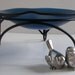 Fused Glass Bowl or Bird Feeder or Bird Bath in Deep Teal Elegant Art Glass