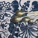 Linen Hand block printed tea towel Botanical fruits Hawaiian blue