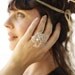 Oysters and Pearls Silk Textile Ring. Over Sized Avant Garde Ring Sculpture. Huge Fiber art ring
