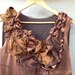 Autumn Leaves - Folded and Plaited Copper Maxi Dress. Brown silk and Jacquard Long dress. Long Brown rustic silk dress.