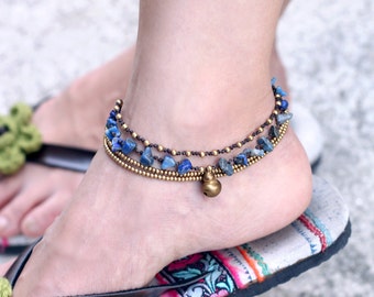 Lapis lazuli Layer Chain Anklet