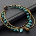 Infinity Turquoise Anklet Bracelet With Bell Stone Handmade Brass