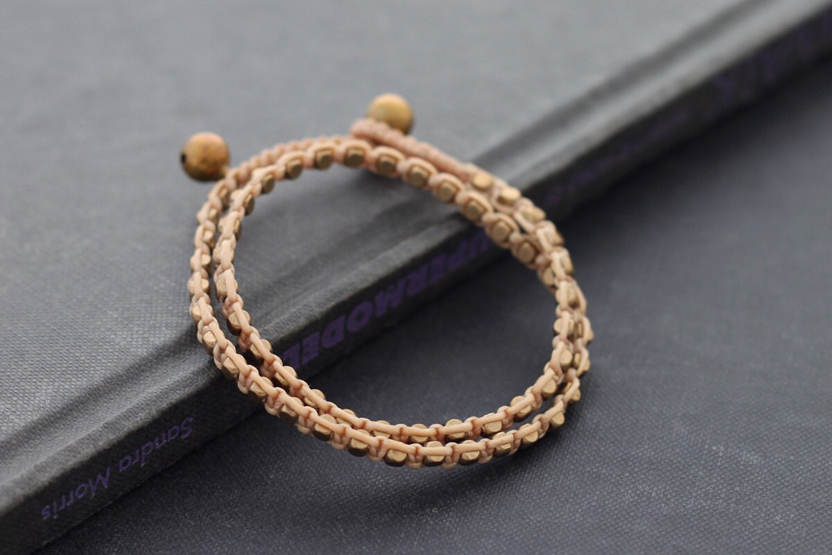 Beige Brass Double Wrap Bracelet by XtraVirgin on Etsy