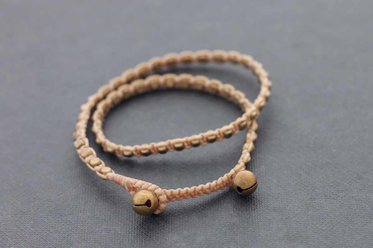 Beige Brass Double Wrap Bracelet by XtraVirgin on Etsy