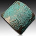 Japanese brocade polymer clay cuff bracelet in silver and aqua