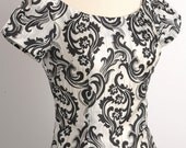 Vintage 1960s Dramatic DAMASK Handmade Dress XS/S