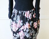 Vintage 1980s Floral Print BUBBLE Dress XS/S