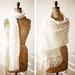 Ivory LACE Scarf / SNOWFLAKE Cream Shawl SCARF / Vintage 1960s Delicate Snow