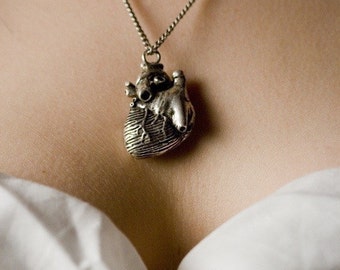 Anatomical Heart Necklace in antique silver your choice of chain lengths (Original Design & Made in NYC) buy online