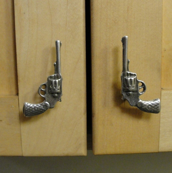 Items similar to Gun Drawer Pull Pistol Cabinet Hardware ...