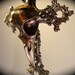 Crucifix Cross Sterling Silver With Bronze Raven Skull on a silver plated chain Exclusively at Billyblue22 BlueBayer NYC