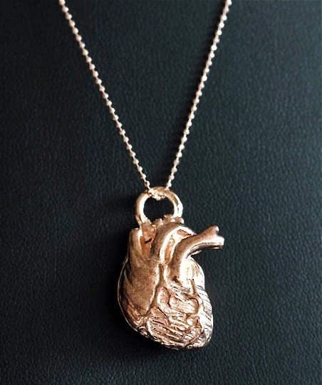 Anatomical Heart Necklace Gold heart necklace Rose Gold
