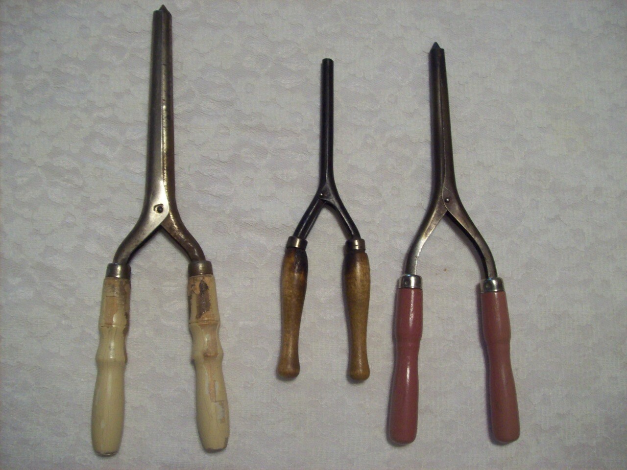 Set of 3 Antique Curling Irons Early 1900's Primitive