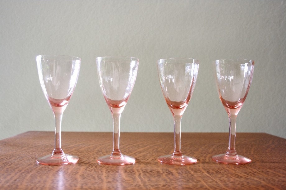 Vintage Pink Depression Cordial Glasses